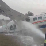 Crash site of a small plane in Sundargarh, Odisha, with rescue teams present